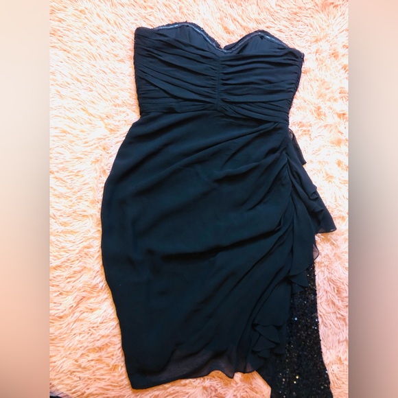 Badgley Mischka Corset Bodice Asymmetric Drape Strapless Mini Formal Dress. Sz 6 - Picture 4 of 10